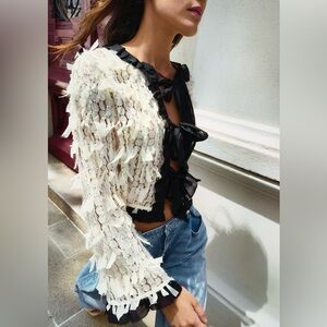 Contrasting fringe cardigan by Zara